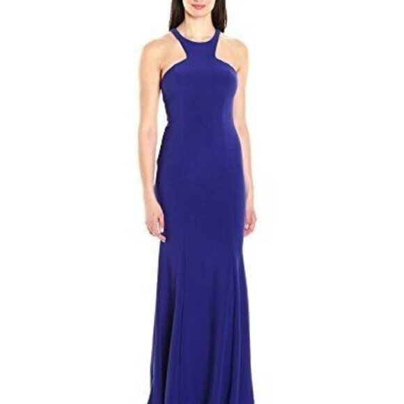XSCAPE Halter Neck Long Mermaid Gown  Blue Size 10 - Picture 1 of 13